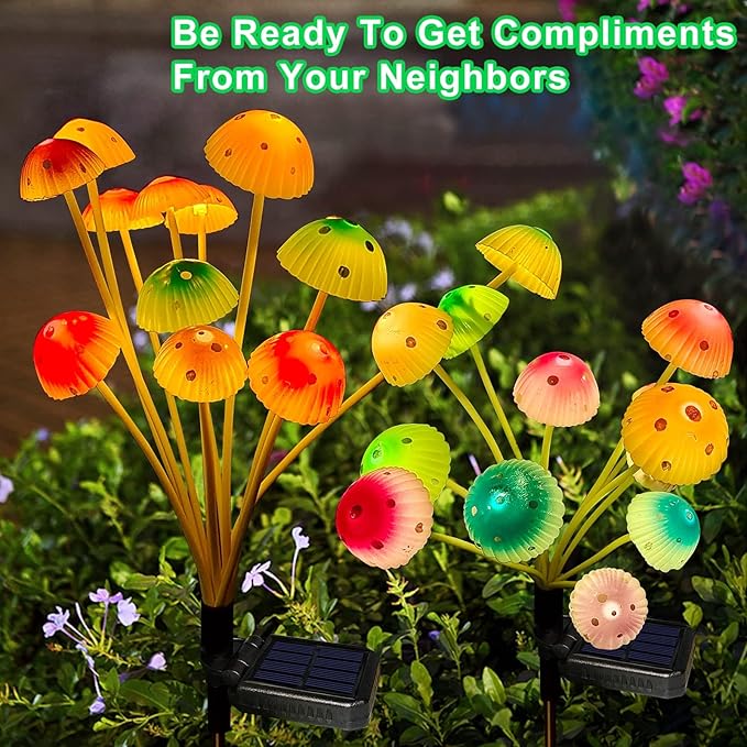 Kohlrabi Solar Garden Lights, 6 Pack Solar Mushroom Lights Outdoor, Upgraded - Image 2