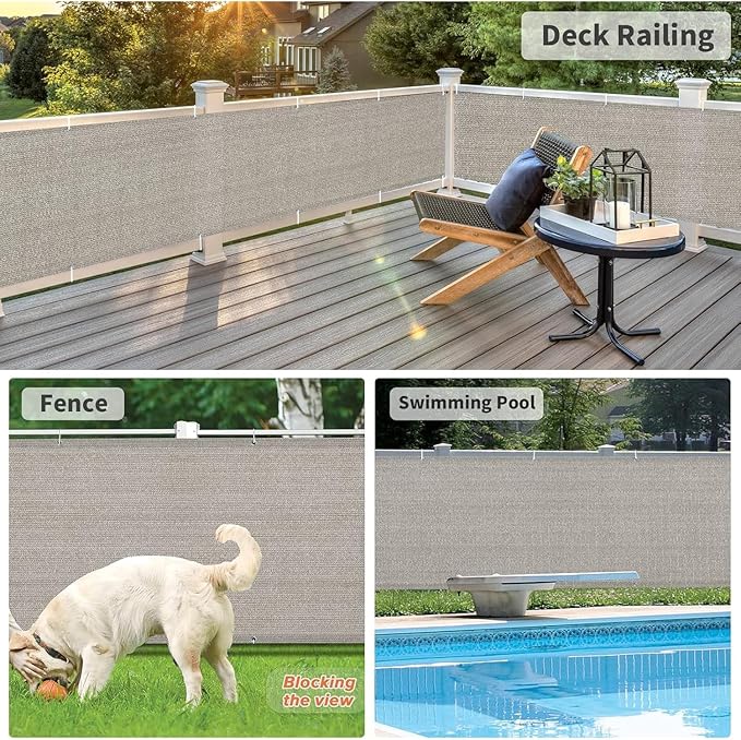 LOVE STORY 3'x16' Gray Balcony Screen Privacy Fence Cover UV Protection - Image 5