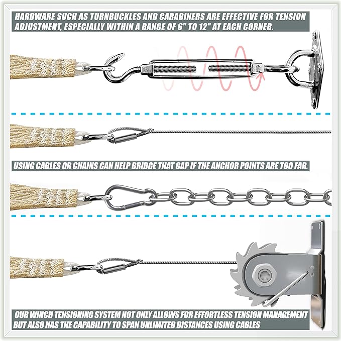 Amgo Custom Size 11' x 15' x 18.6' Turquoise Triangle Sun Shade Sail UPF50+ - Image 3