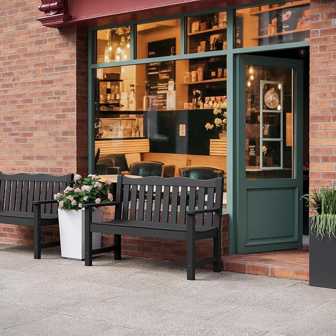 Stoog All-Weather Outdoor Benches Set of 2, Never Fade & Rust-Proof HIPS - Image 2