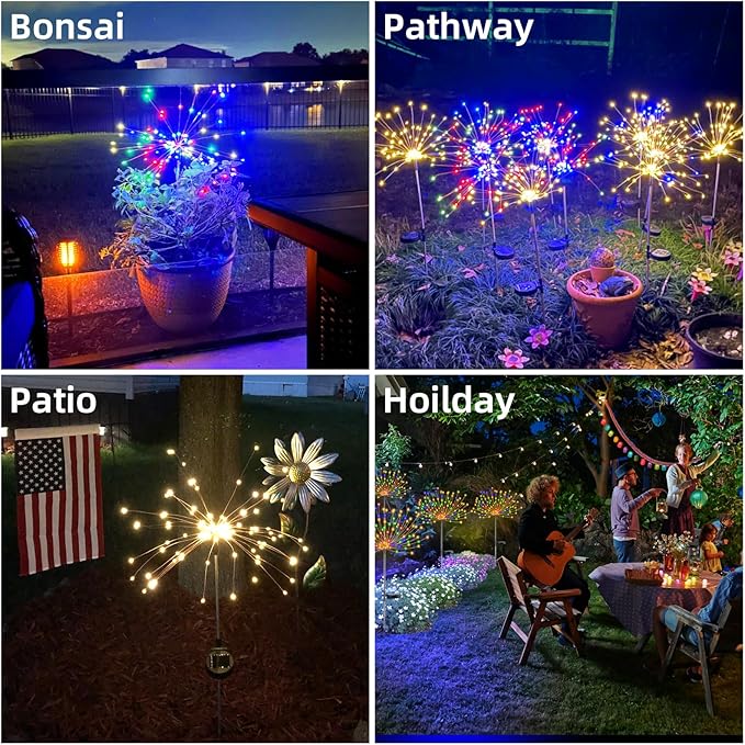 YOTOZU 4 PCS Solar Firework Light, Outdoor Solar Garden Decorative Lights 120 - Image 6