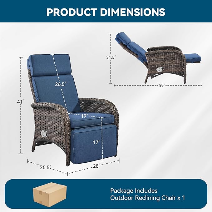 Zero Gravity Wicker Patio Recliner Chair - Image 2