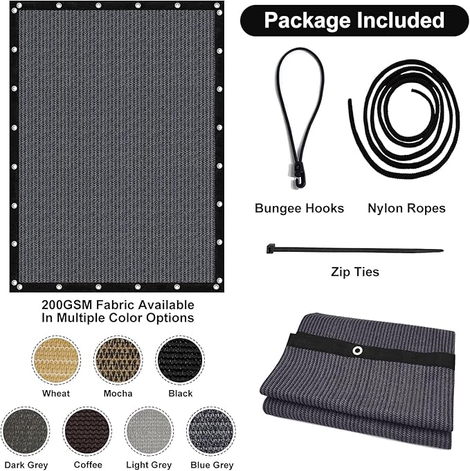 Artpuch 90% Sun Shade Cloth, 8 x 8 FT Pergola Shade Cover Canopy - Image 7