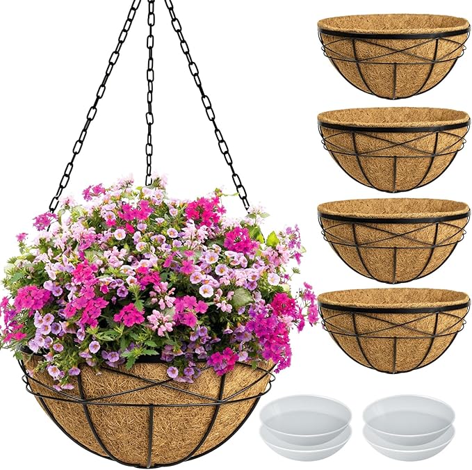 4 Pack 16 Inch Hanging Planters by KarlliuHOMEGARDEN