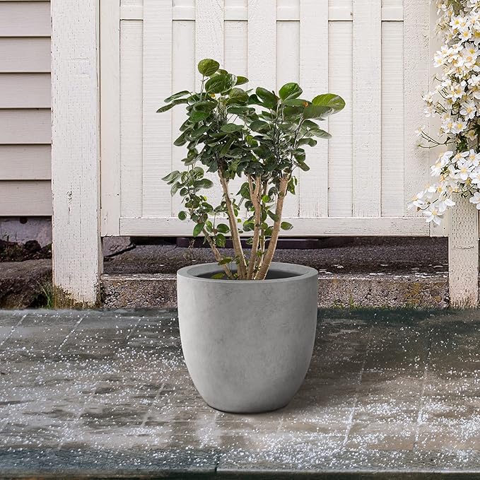 Kante 16.5" Dia Round Concrete Planter, Large Outdoor Modern Indoor Decorative - Image 4