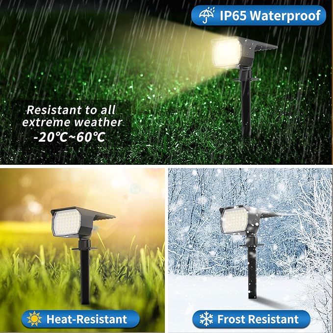 Solar Spot Lights Outdoor Waterproof IP65, 2 Pack Landscape Spotlights - Image 4