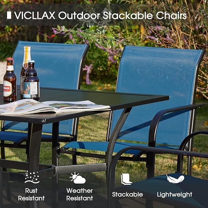 VICLLAX 5 Pieces Patio Dining Set, Outdoor Furniture Set Includes 41.2" Round - Image 6
