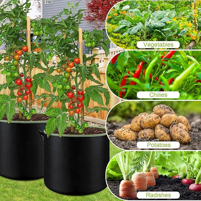 6-Pack 5/7/10 Gallon Grow Bags - 300G Heavy Duty Aeration Fabric Pots - Image 6