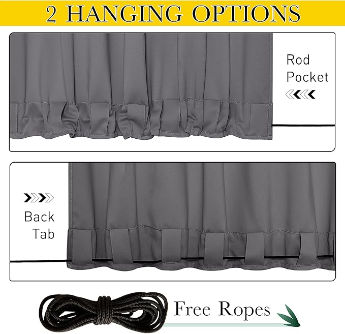 NICETOWN 2 Panels Weighted Outdoor Curtains - Image 3