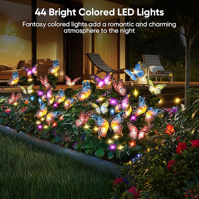 Solar Lights Outdoor Garden Decor: 8 Pack 136 Silk Butterflies - Image 5