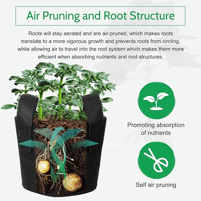 JERIA 12-Pack 5 Gallon Grow Bags, 300G Thickened Nonwoven Garden Pots, Heavy - Image 5