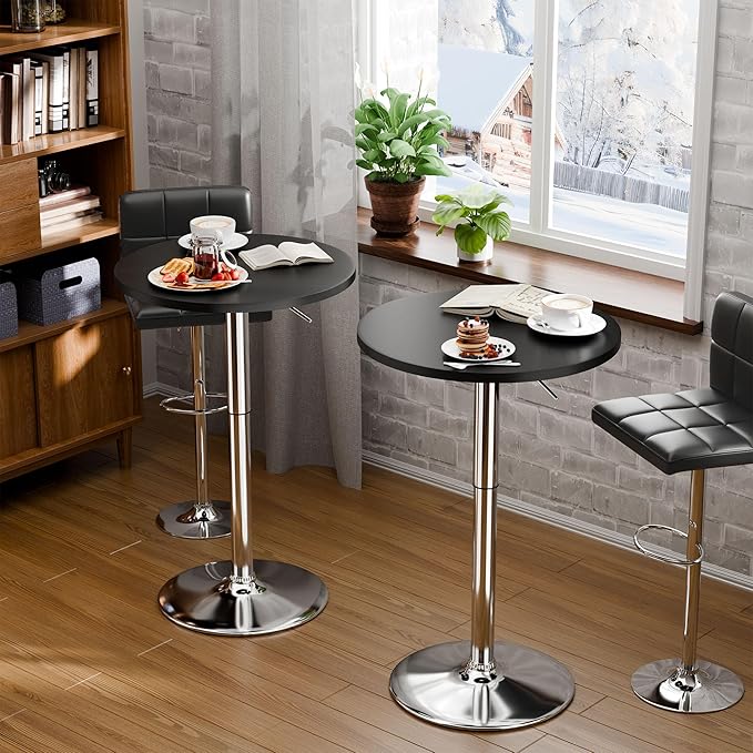Flamaker Round Bistro Pub Table 23.6 Inch Height Adjustable 360° Swivel Bar - Image 5