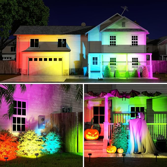 Fabrito Color Changing Solar Spot Lights Outdoor 4 Pack, Auto On/Off RGB - Image 6