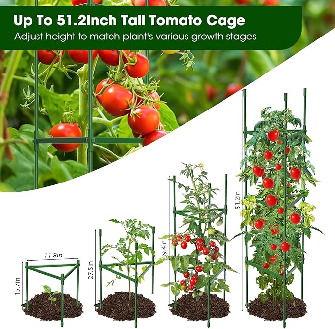 3 Pack Tomato Cages for Garden, Heavy Duty Adjustable Tomato Stake Support for - Image 3
