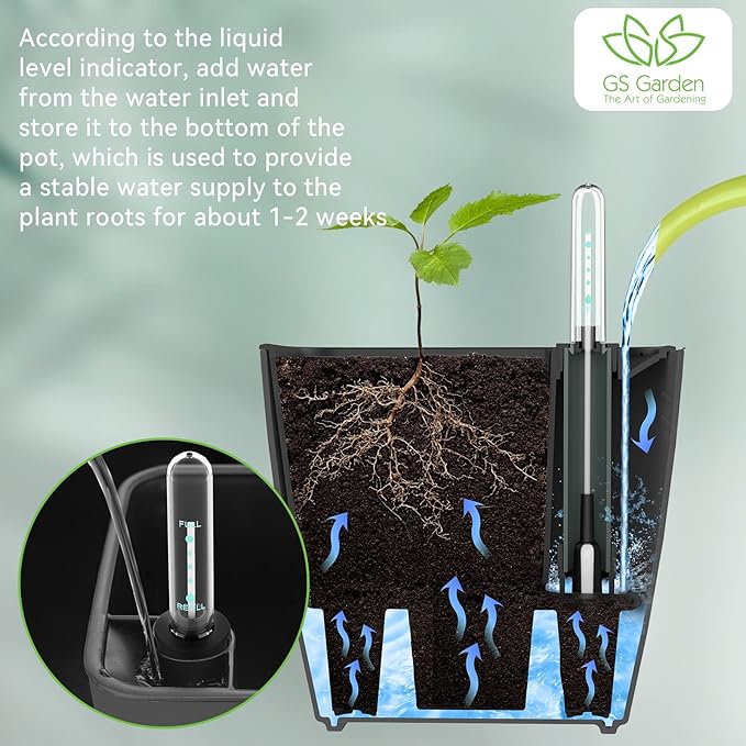 Self Watering Planters for Indoor Plants : 5 inch 6 Pack Grey Planter - Image 6