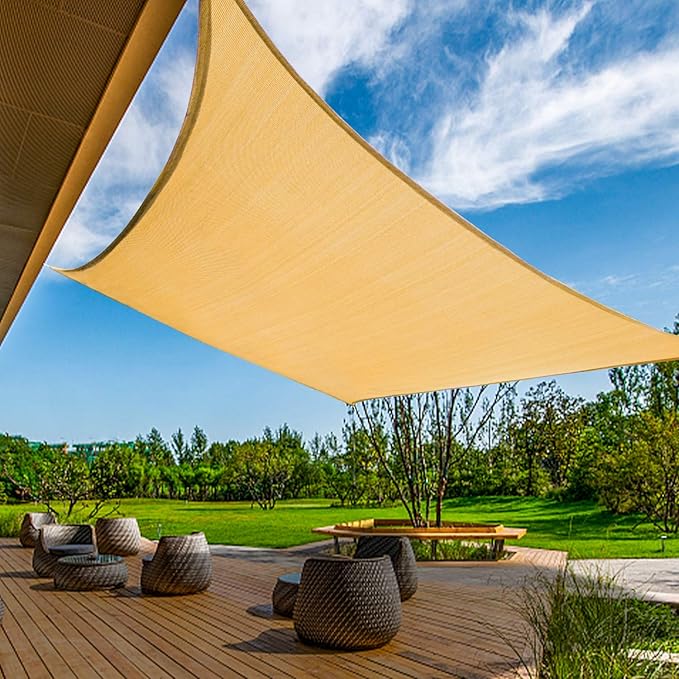 KANAGAWA Sun Shade Sail 12'x16' Sand Rectangle UV Block Canopy Awning Shelter by KANAGAWA