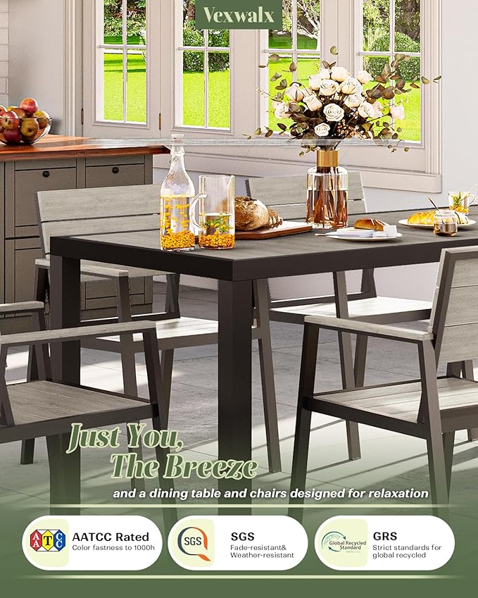 Outdoor Dining Chairs Set of 2, HDPS + Aluminum Patio Dining Chairs - Image 5
