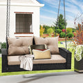 DWVO Hanging Porch Swing Chair Outdoor Wicker Rattan Patio Swing Lounge 2 Seats by DWVO