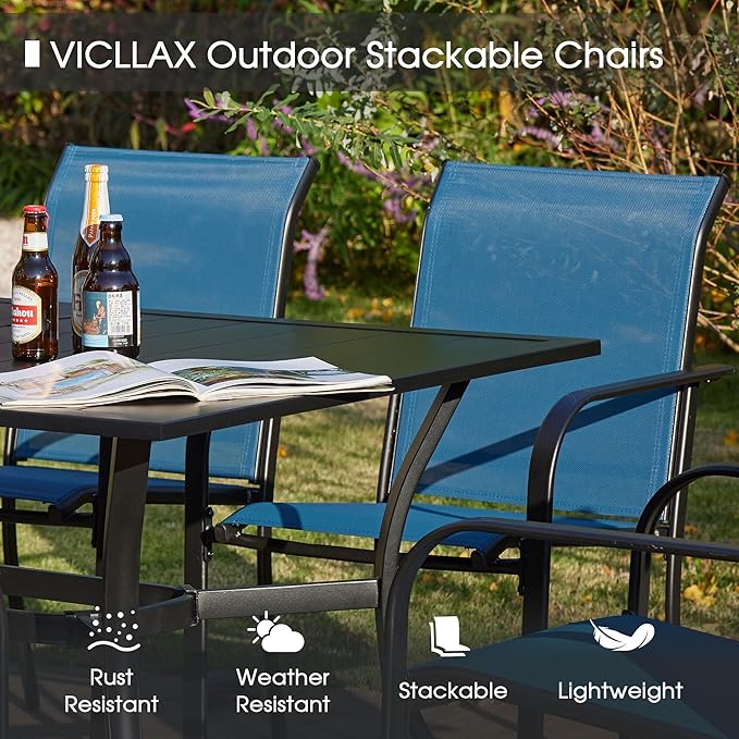 VICLLAX Patio Dining Set for 4, Alll Weather Metal Outdoor Furniture Set - Image 5