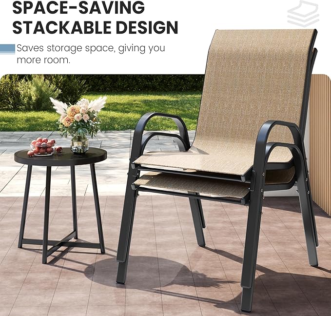 Patio Dining Chairs Set of 4, Outdoor High Stacking Chairs - Image 6