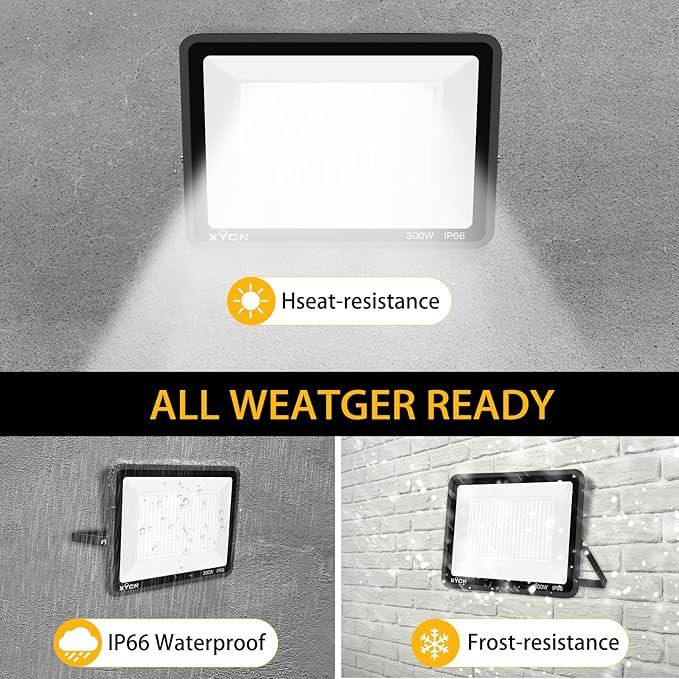 2 pack 300W LED Flood Light, Super Bright 42, 500LM 5000K Daylight IP66 - Image 4