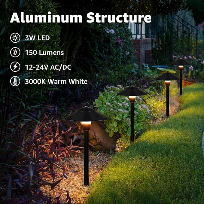 SUNVIE Low Voltage Pathway Lights LED Landscape Lights Low Voltage 3W 12-24V - Image 2