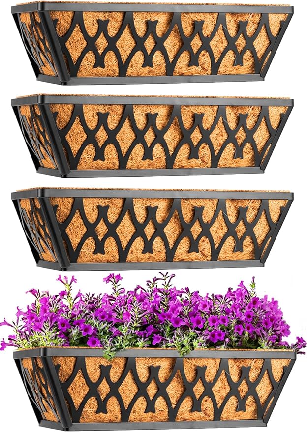 2 Pack 16 Inch Window Boxes Planters Railing Planter Box - Image 5