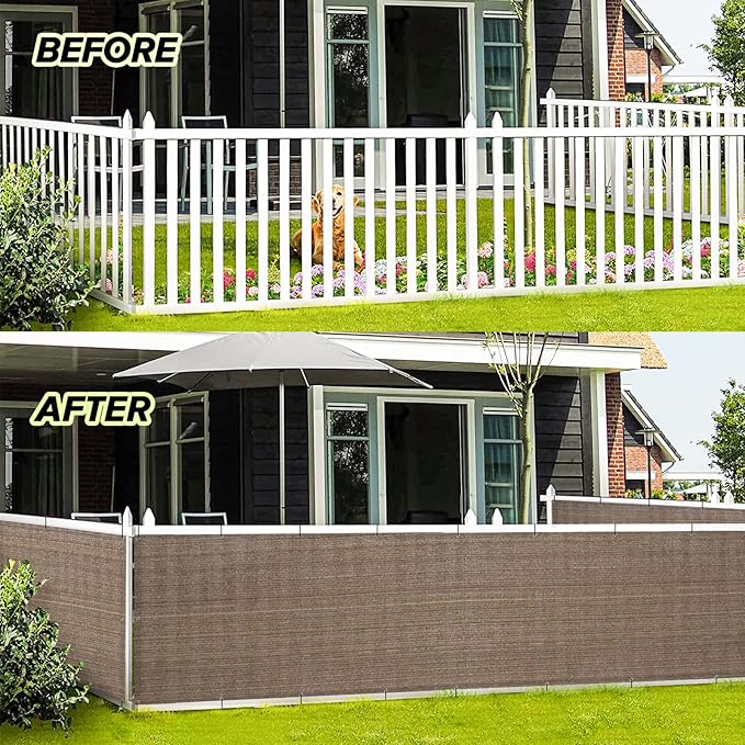 LOVE STORY 2.5' x 10' Brown Balcony Screen Privacy Fence Cover UV Protection - Image 5
