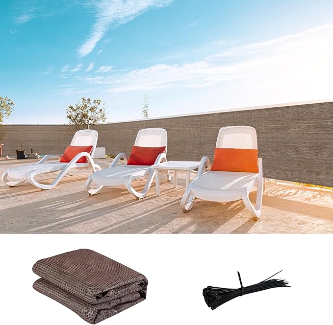 LOVE STORY Custom Size 3'x13' Brown Balcony Privacy Screen, UV Block Privacy by LOVESTORY