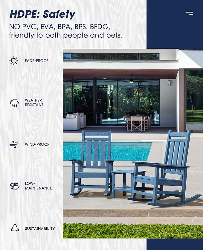 KINGYES Oversized Outdoor Rocking Chair, All-Weather Patio Rocking Chairs - Image 7
