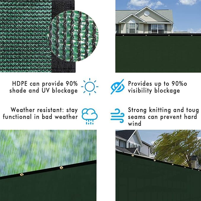 UPGRADE Privacy Fence Screen 5'x67' Dark Green Outdoor 90% Visibility Blockage - Image 6