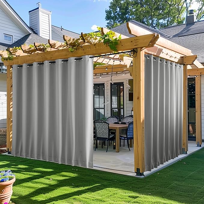 NICETOWN Outdoor Curtains for Patio Waterproof 2 Panels, W100 x L84 Windproof by NICETOWN