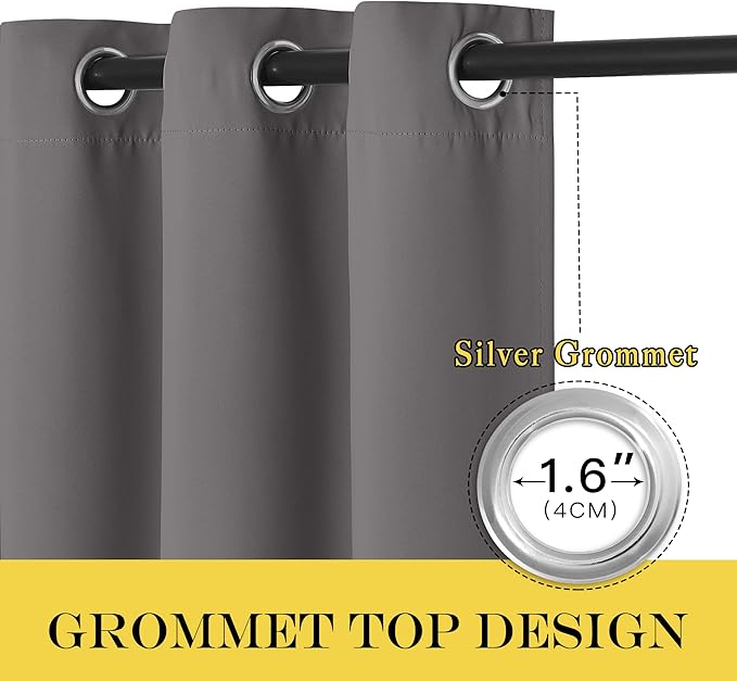 NICETOWN Grey Blackout 108 inch Curtains - Image 3