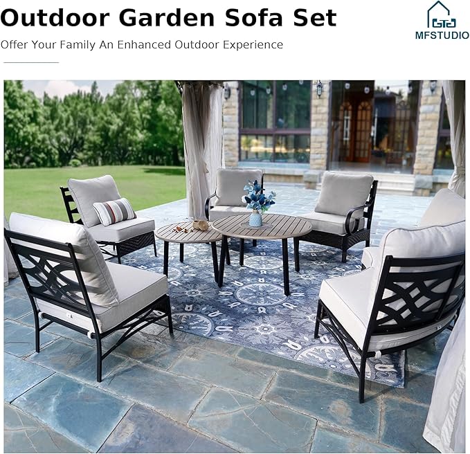 MFSTUDIO Patio Furniture Set, 10 Seats Half-Moon Curved Outdoor Sectional Sofa - Image 8
