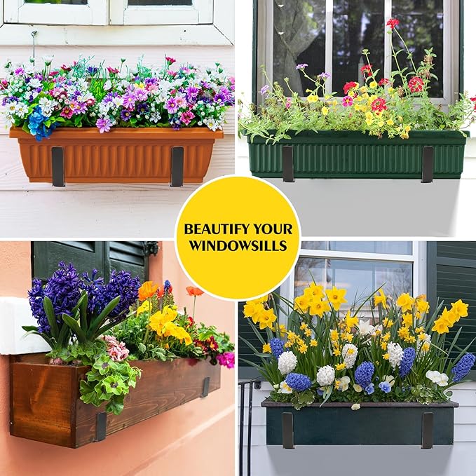 LukLoy Window Planter Box Brackets, 2 Pack Adjustable Heavy Duty Wall Mount - Image 2