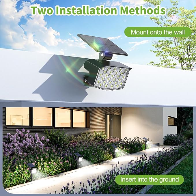 8 Pack Solar Spot Lights Outdoor, Waterproof IP65 Adjustable, 3 Lighting Modes - Image 3
