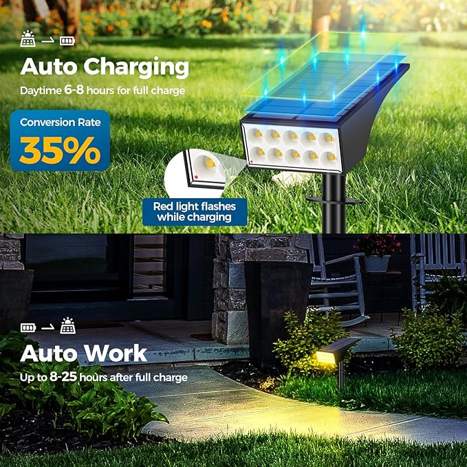 Solar Spot Lights Outdoor, Solar Lights Outdoor Waterproof IP65, 4 Lighting - Image 6