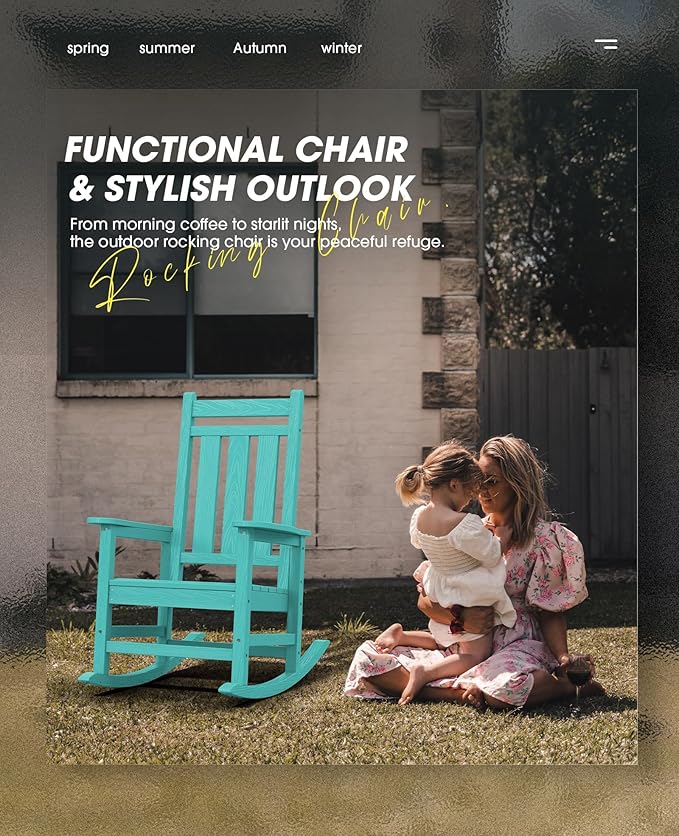 KINGYES Oversized Outdoor Rocking Chair Set of 2, All-Weather Patio Rocking - Image 6