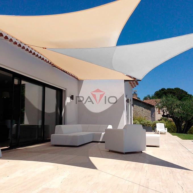 Patio Paradise 9' x 9' x 9' Sun Shade Sail Triangle Canopy Shade Cloth Fabric - Image 5