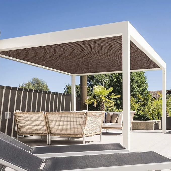 Eden's Decor Straight Flat-Edged Sun Shade Sail Rectangular 12' x 14' Brown - Image 6