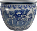 Red Lantern Oriental Furniture 16" Ladies Blue & White Porcelain Fishbowl by RedLantern