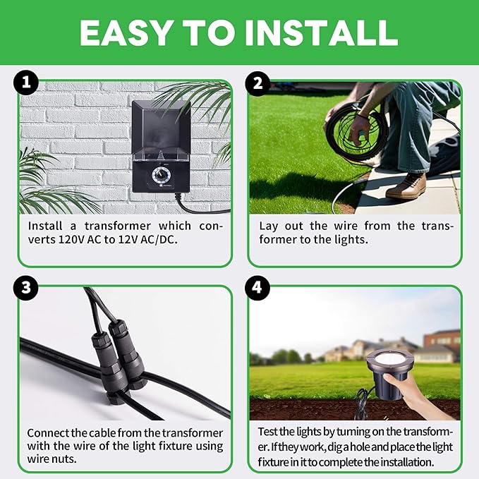 LED Well Light Kit, 6 Pack In Ground Landscape Lights and 100W Transformer and - Image 8