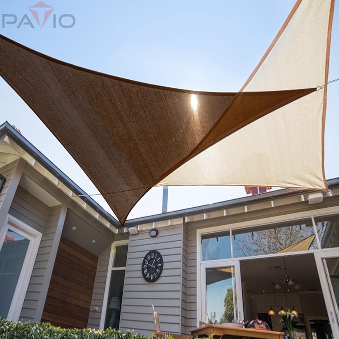 Patio Paradise 10' x 10' x 9'10" Sun Shade Sail Triangle Canopy, Permeable - Image 4