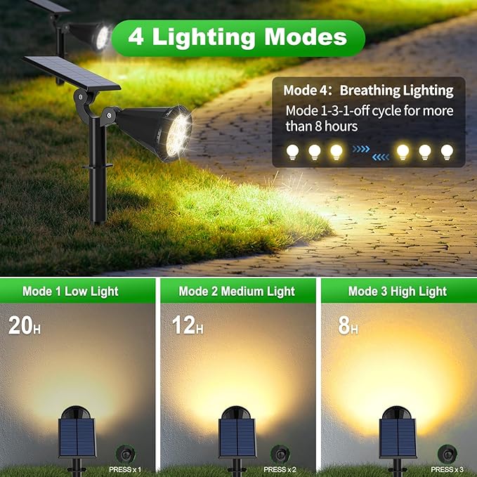 Solar Spot Lights Outdoor Waterproof 180° Adjustable Solar Powered Landscape - Image 3