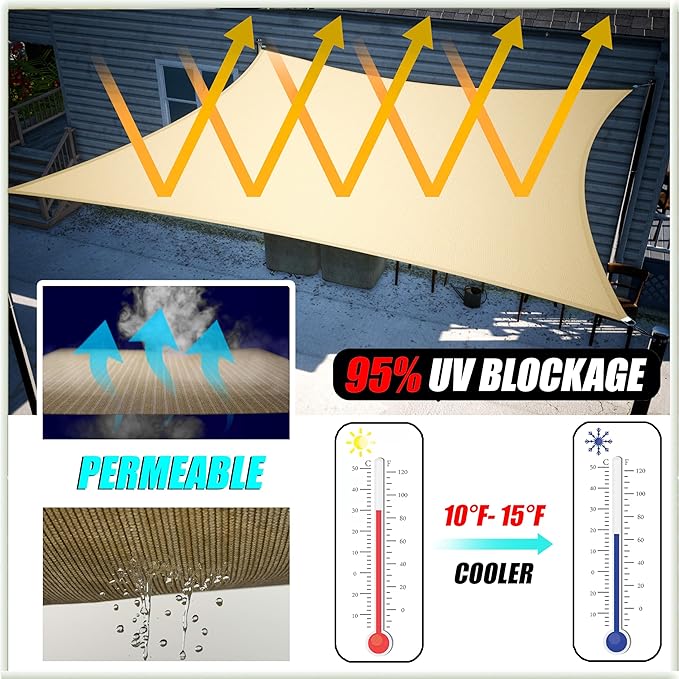 Amgo Custom Size 5' x 5' x 7.1' Red Right Triangle Sun Shade Sail UPF50+ - Image 5
