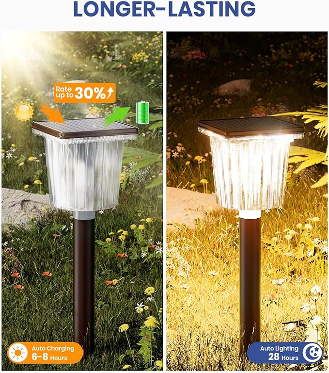 Super Bright Solar Outdoor Lights Waterproof Pathway Powered 4-Pack, Adjustable - Image 5