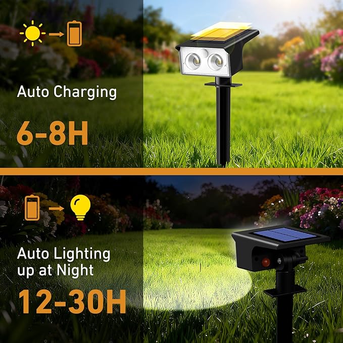 btfarm Solar Spot Lights Outdoor Waterproof, 4 Pack/3 Modes Motion Sensor Lights - Image 5
