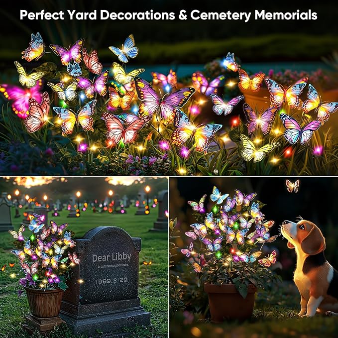 Solar Lights Outdoor Garden Decor: 8 Pack 136 Silk Butterflies - Image 7