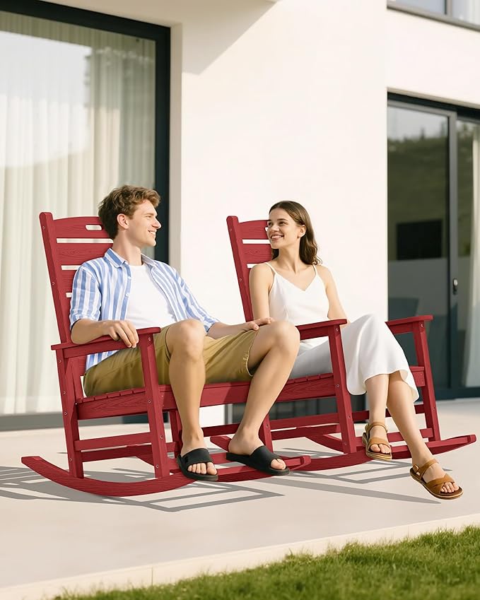 SERWALL Outdoor Rocking Chair, Oversized Rocking Chair - Image 8