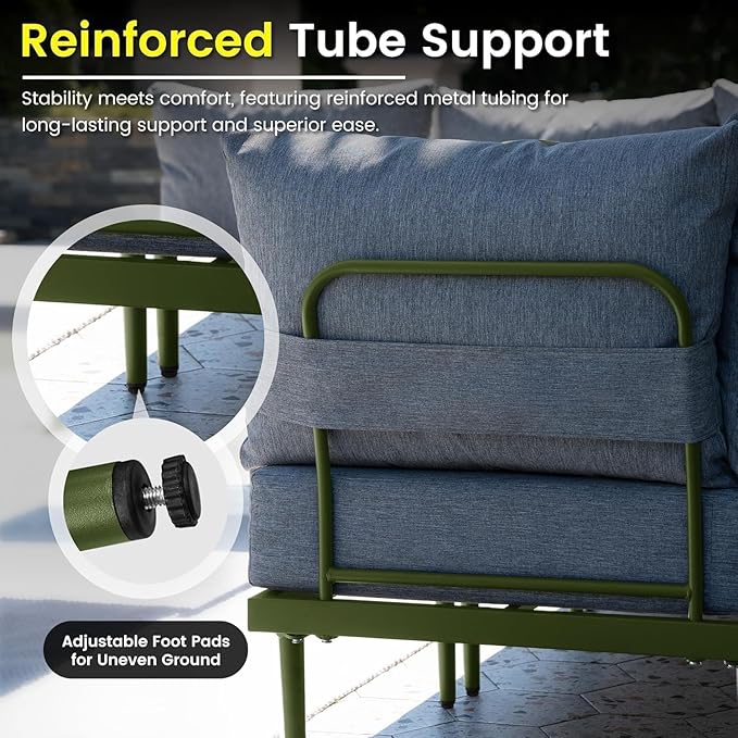 Sundale Outdoor 7 Pieces Metal Patio Furniture Set, Outdoor Sectional Sofa - Image 7